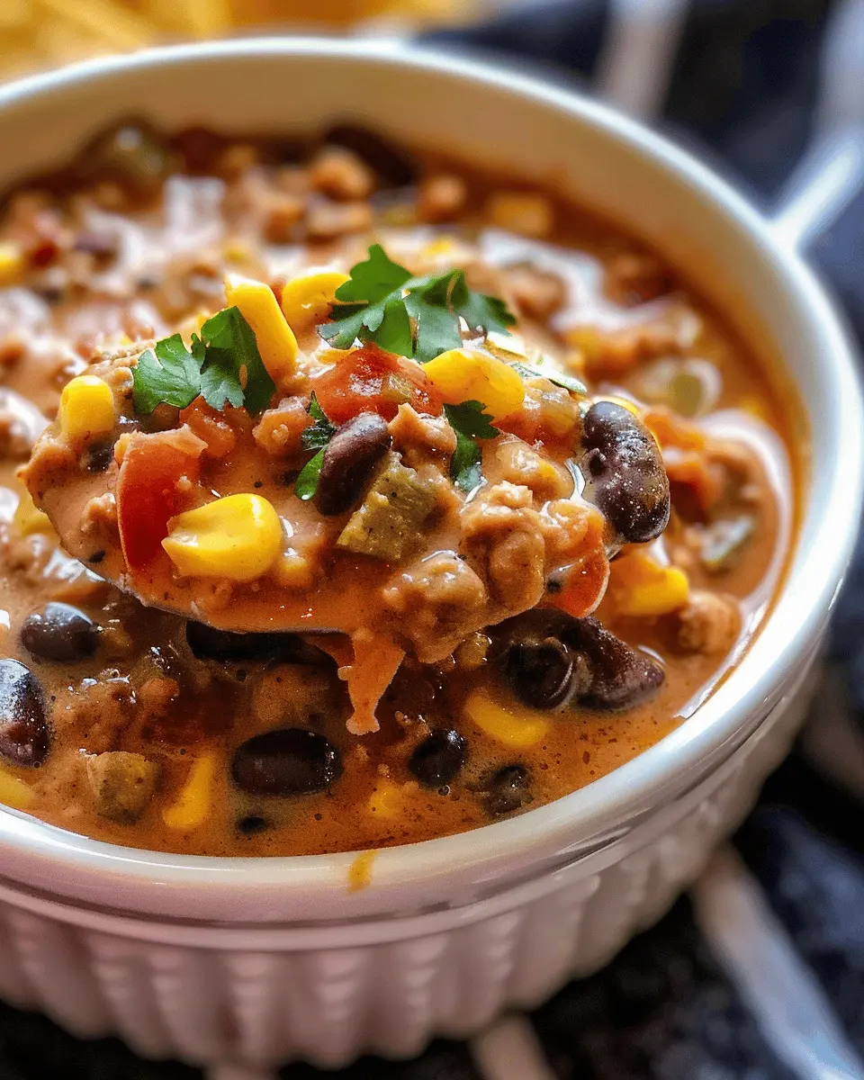 High Protein Creamy Taco Soup with Turkey Bacon and Chicken Ham