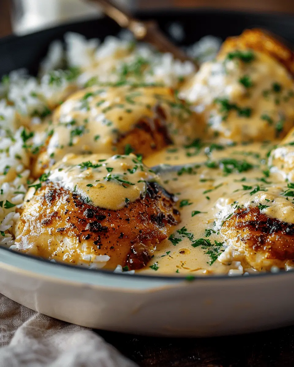 Sizzle Up Creamy Smothered Chicken And Rice with Turkey Bacon Delight
