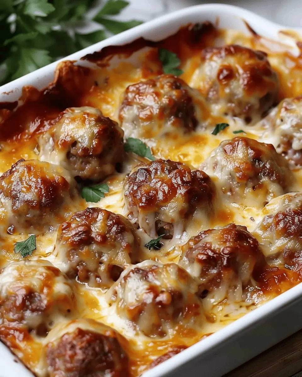 dump-and-bake meatball casserole with turkey bacon and chicken ham
