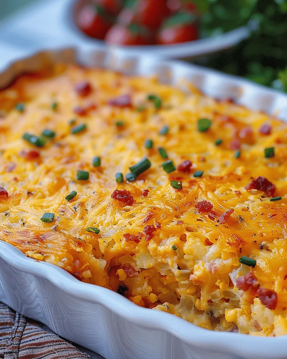 Pimento Cheese Hash Brown Casserole with Turkey Bacon Delight
