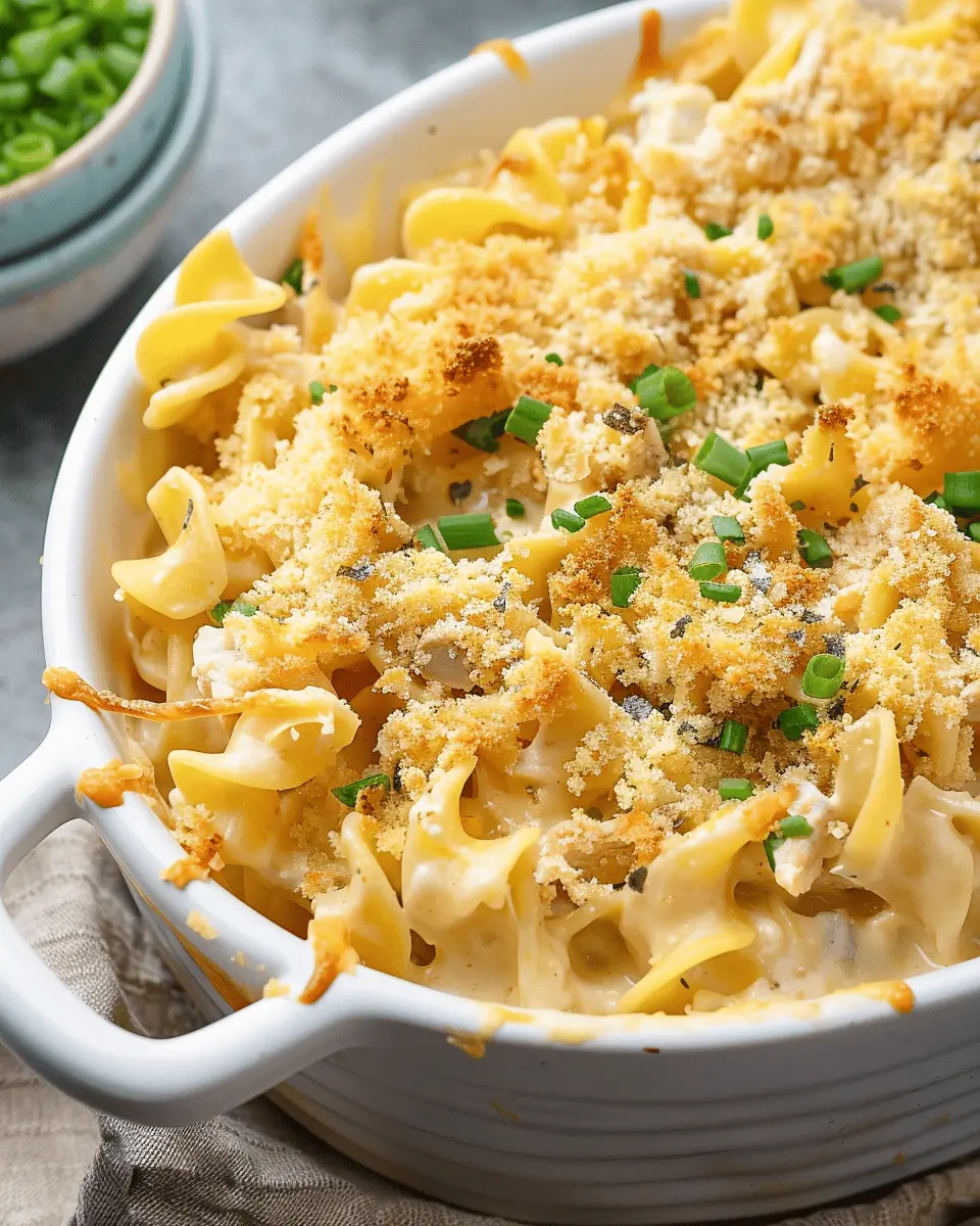 Best Ever Tuna Noodle Casserole with Turkey Bacon and Chicken Ham