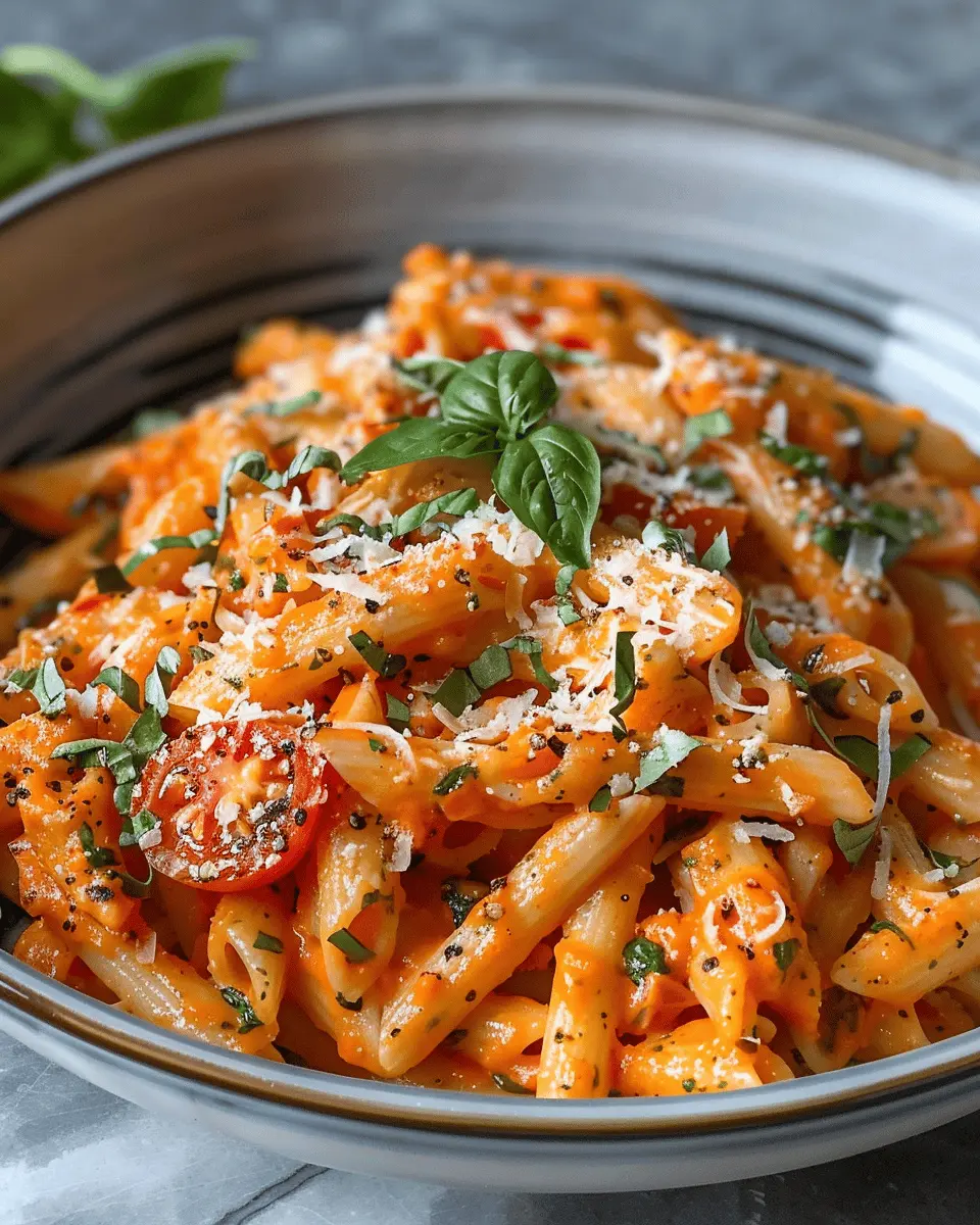 Easy Creamy Tomato Garlic Pasta with Turkey Bacon Delight