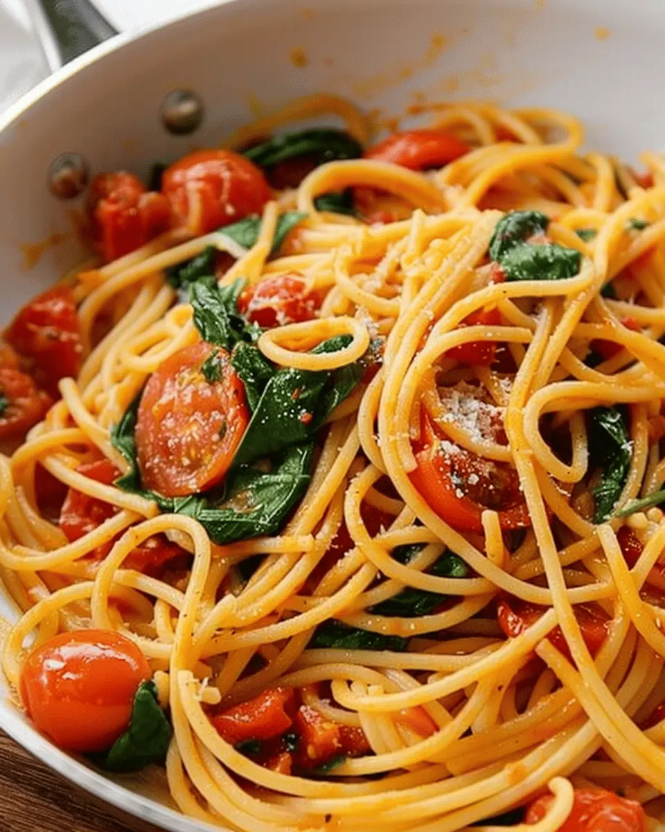 One Pot Pasta with Spinach and Tomatoes: Easy Comfort Food Delight