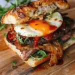 Steak & Egg Sandwich with Calabrian Chili Mayo & Caramelized