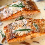 Tuscan Salmon with Parmesan Cream Sauce