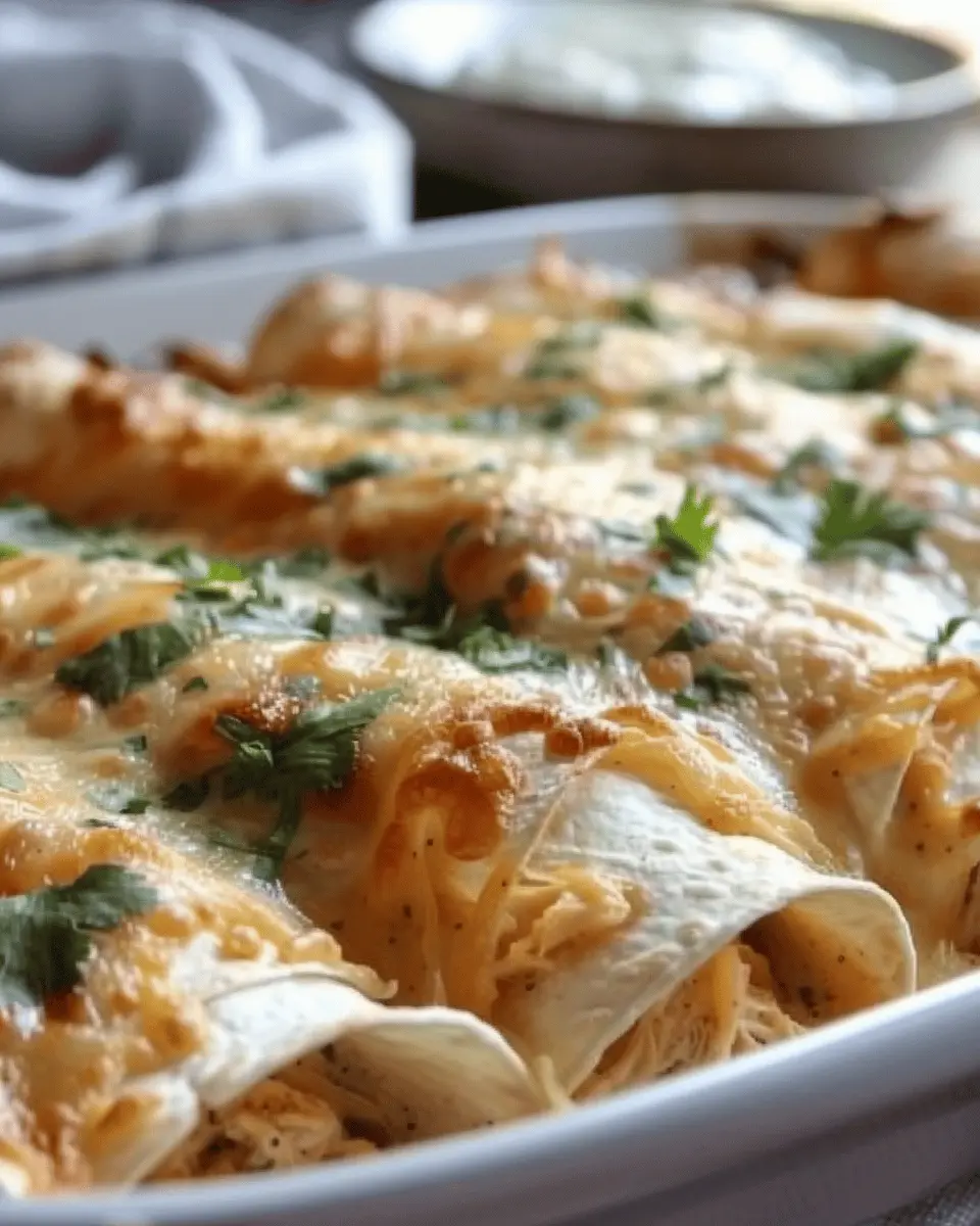38g Protein Chicken Enchiladas with Dreamy White Sauce Bliss