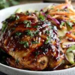 Sticky Apple Cider Chicken with Crisp Autumn Slaw