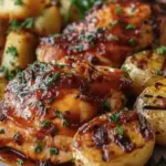 Honey BBQ Chicken with Creamy Garlic Parmesan Potatoes