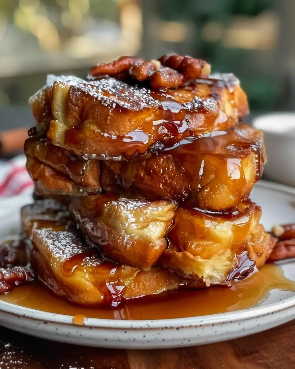 Friendsgiving Cinnamon Swirl Brioche French Toast Delight with Caramel Drizzle