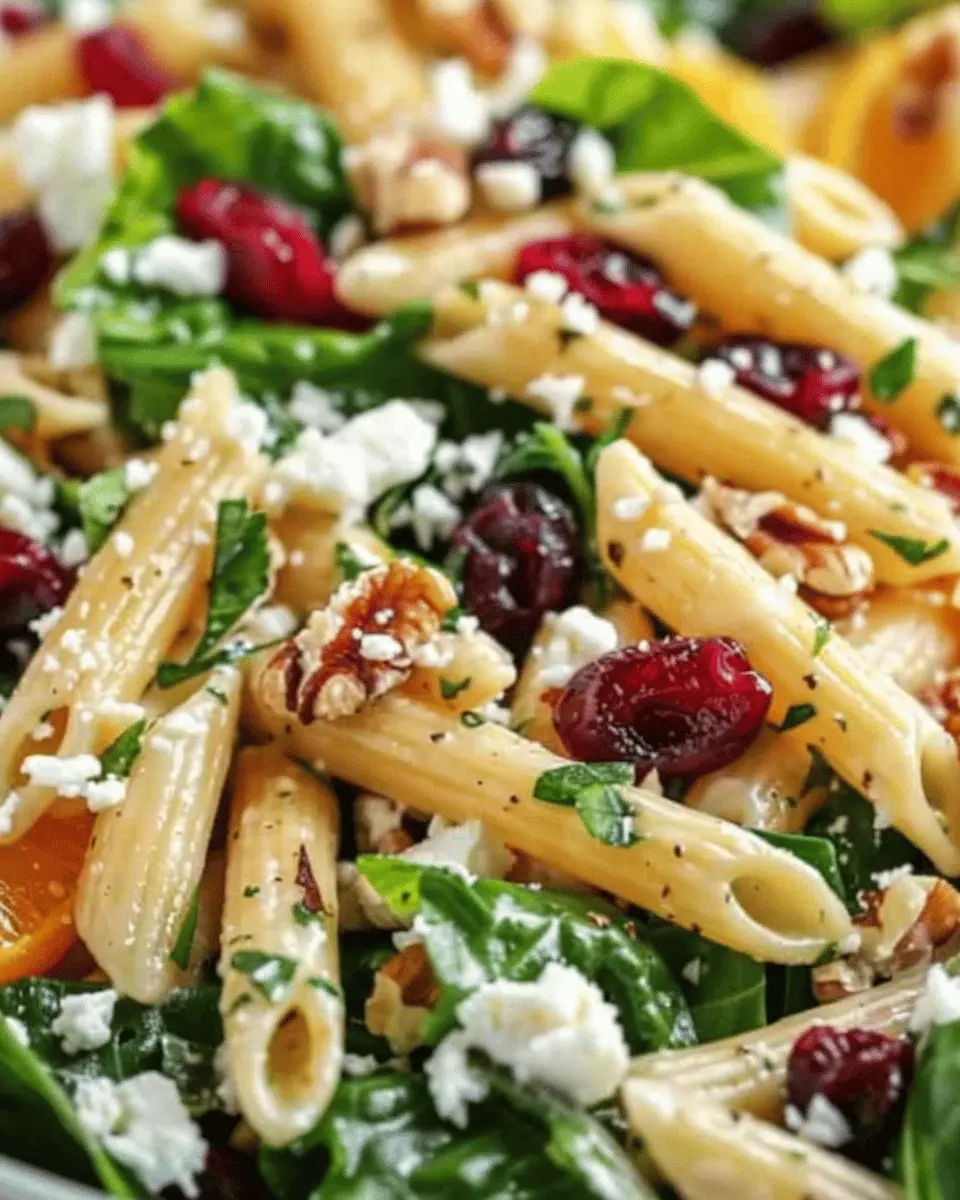 Feta & Cranberry Penne Salad: Easy Orange Vinaigrette Delight