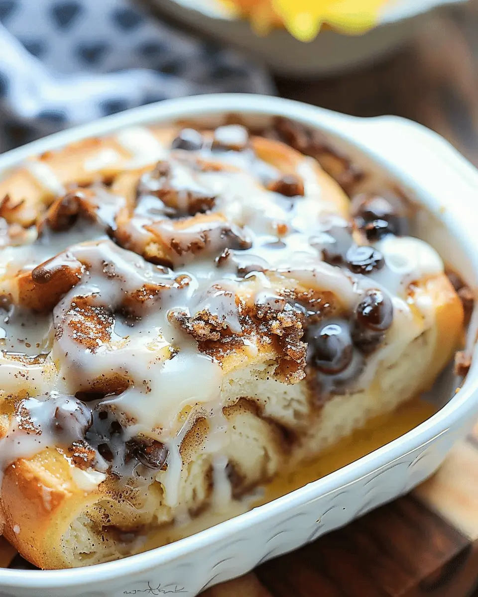 Cinnamon Roll Breakfast Casserole with Turkey Bacon and Chicken Ham