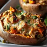 Chicken Pot Pie Stuffed Sweet Potatoes