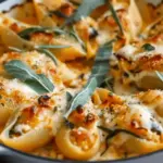 Pumpkin & Gouda Stuffed Shells With Brown Butter & Sage Alfredo Sauce