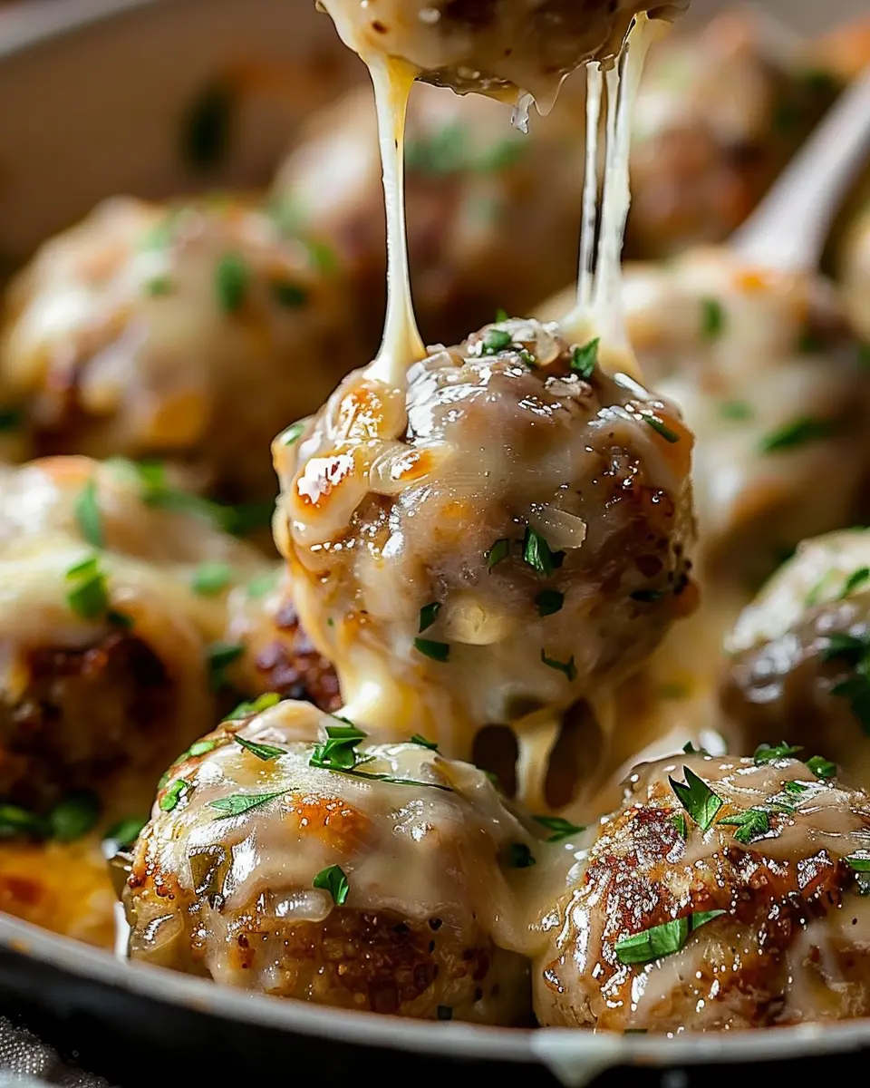 Cheesy French Onion Meatballs: Indulgent Comfort with Turkey Bacon