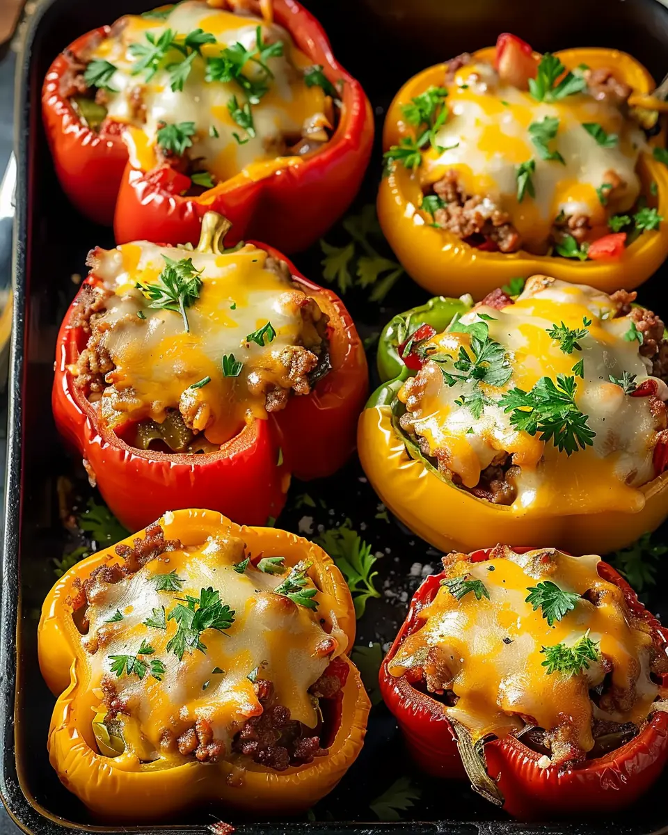 Satisfying Stuffed Bell Peppers: Easy Ground Beef & Cheese Delight