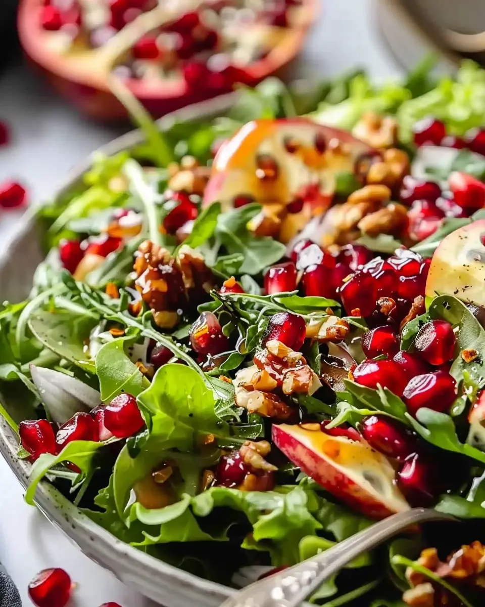 Pomegranate Christmas Salad: Easy Turkey Bacon & Honey Dressing