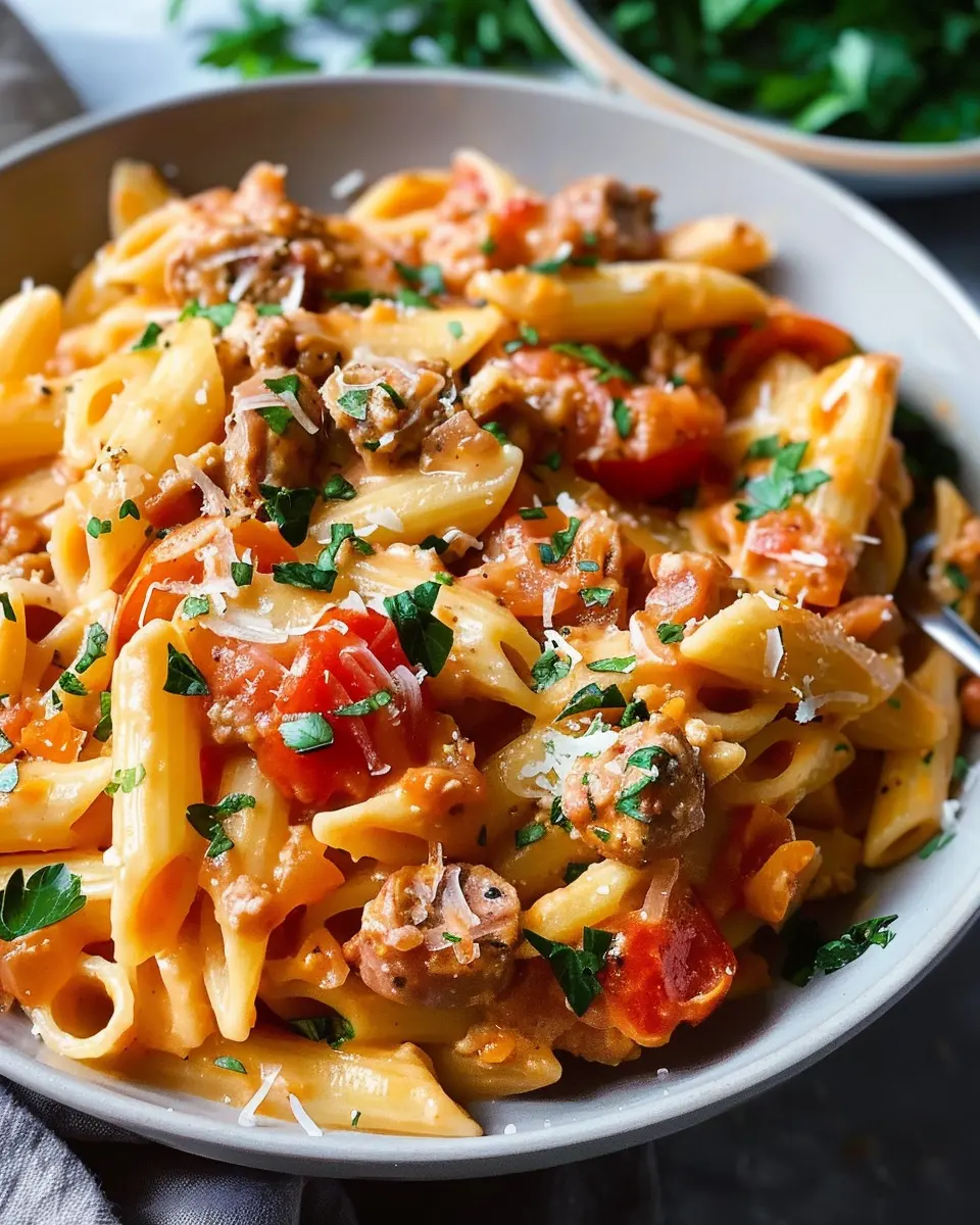 Creamy Pasta with Sausage and Tomatoes: A Quick Indulgent Delight