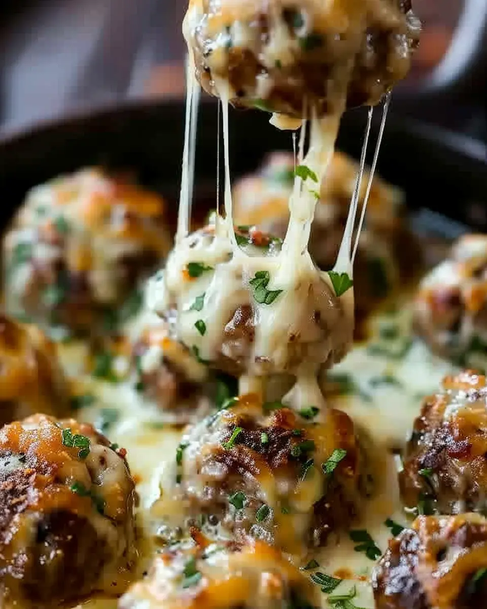 Cheesy French Onion Meatballs: Indulgent Bites with Turkey Bacon