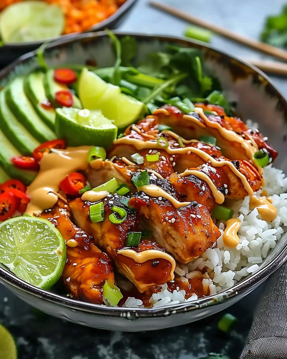 Sweet Chili Chicken Bowl: Easy Recipe with Coconut Lime Drizzle