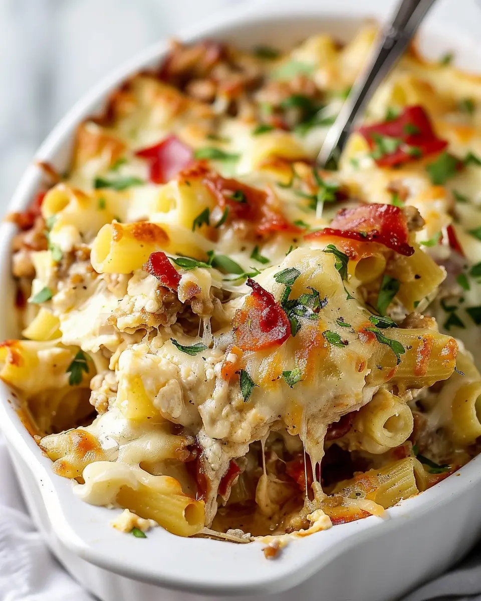 Crazy Good Casserole with Turkey Bacon and Chicken Ham Delight