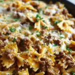 Cajun Cream Cheese Alfredo Bowties with Spiced Ground Beef