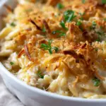 French Onion Chicken Orzo Casserole