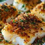 Garlic Butter Cod Fillets with Crispy Panko Topping
