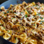 Cajun Cream Cheese Alfredo Bowties with Spiced Ground Beef