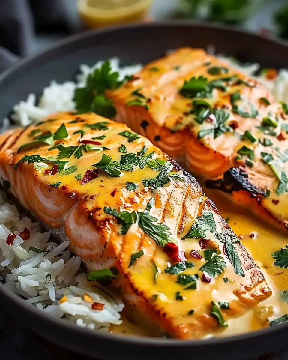 Savory Coconut Curry Salmon with Garlic Butter Bliss Recipe