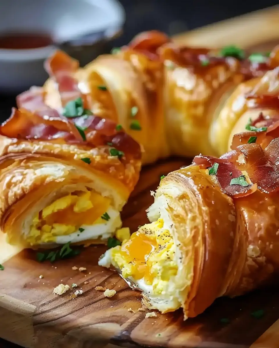 Crescent Breakfast Ring with Eggs and Turkey Bacon Delight