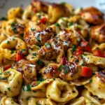 Cowboy Butter Garlic Chicken Tortellini with Fire-Roasted Red Peppers