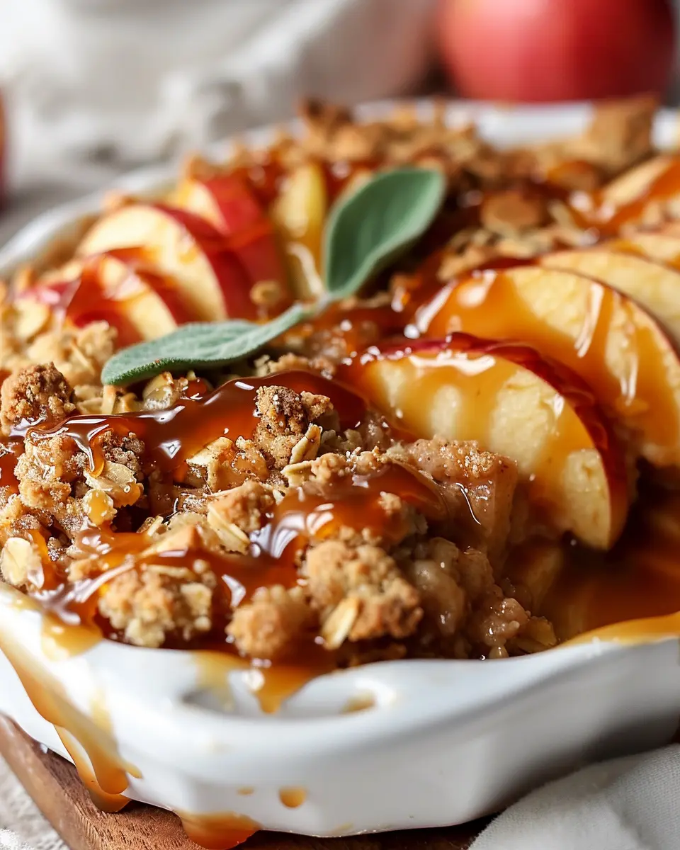 Baked Apple Crisp with Caramel Drizzle: Easy, Indulgent Delight