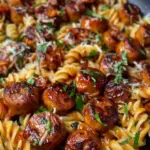 Sticky Honey Garlic Sausage Pasta Skillet