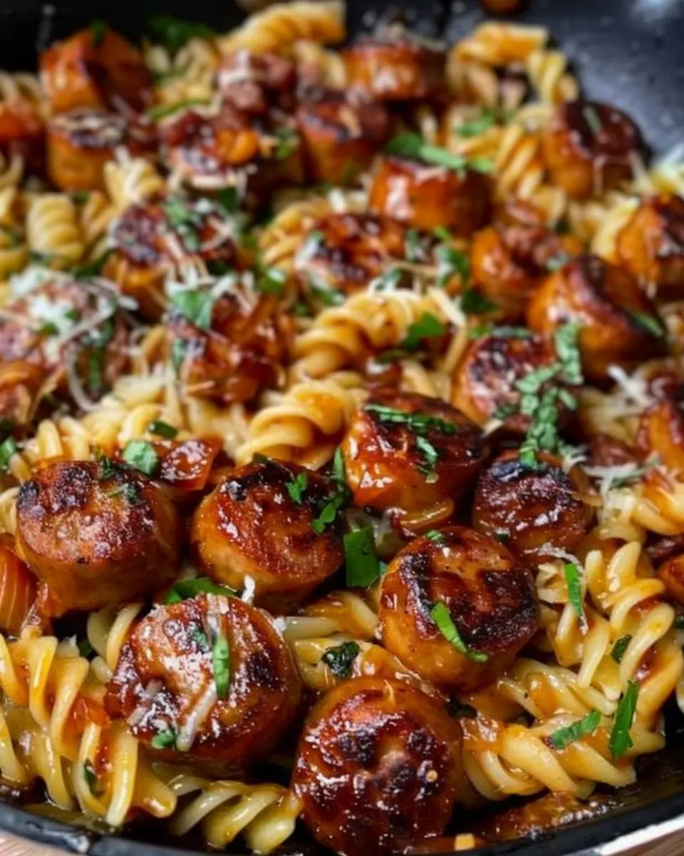 Sticky Honey Garlic Sausage Pasta Skillet: Easy Comfort Food Delight