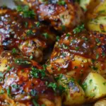 Honey BBQ Chicken with Garlic Potatoes Dinner Recipe