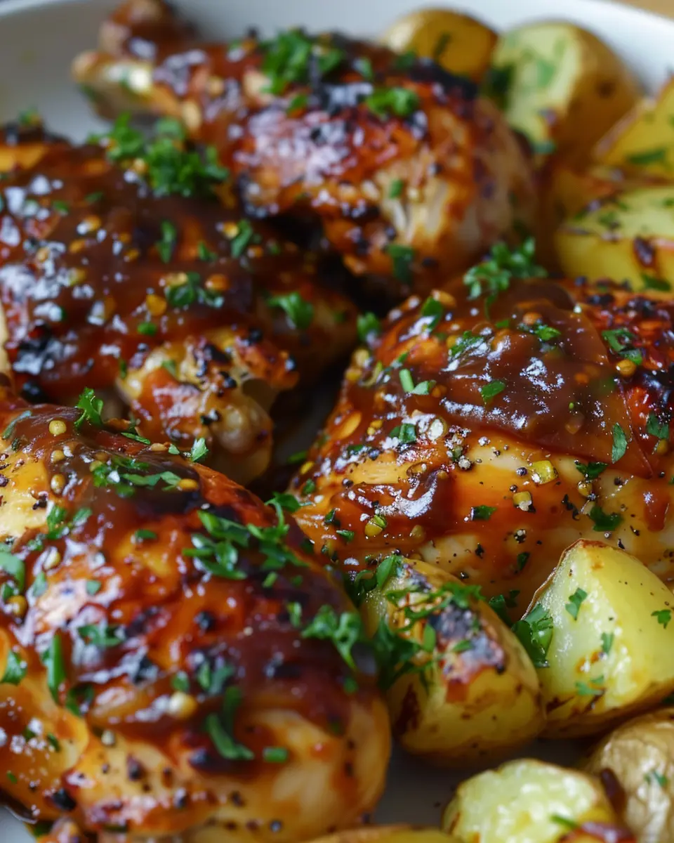 Honey BBQ Chicken: Easy Garlic Potatoes Dinner Recipe Made Fun