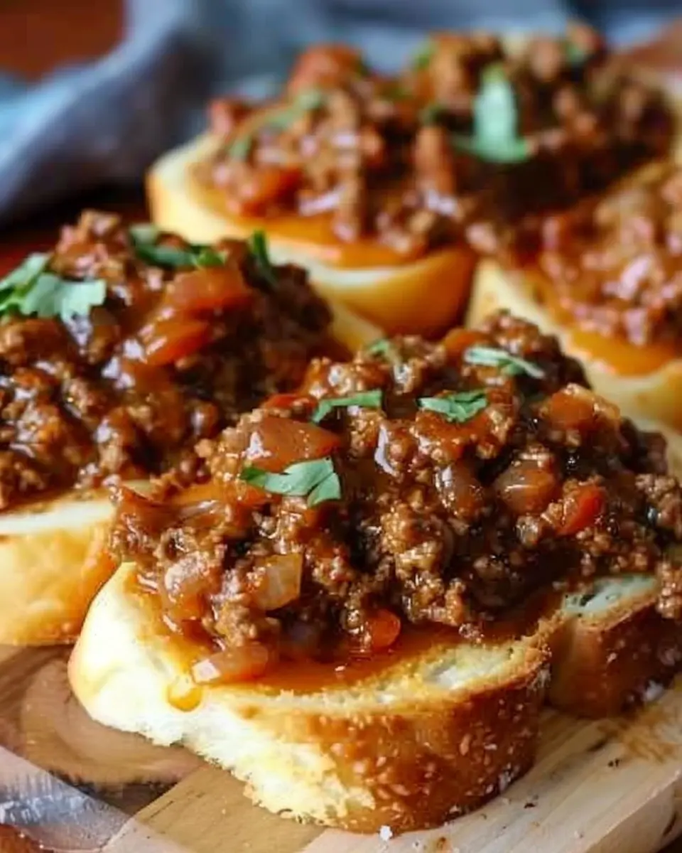 Open Face Garlic Toast Sloppy Joes: Easy Turkey Bacon Delight