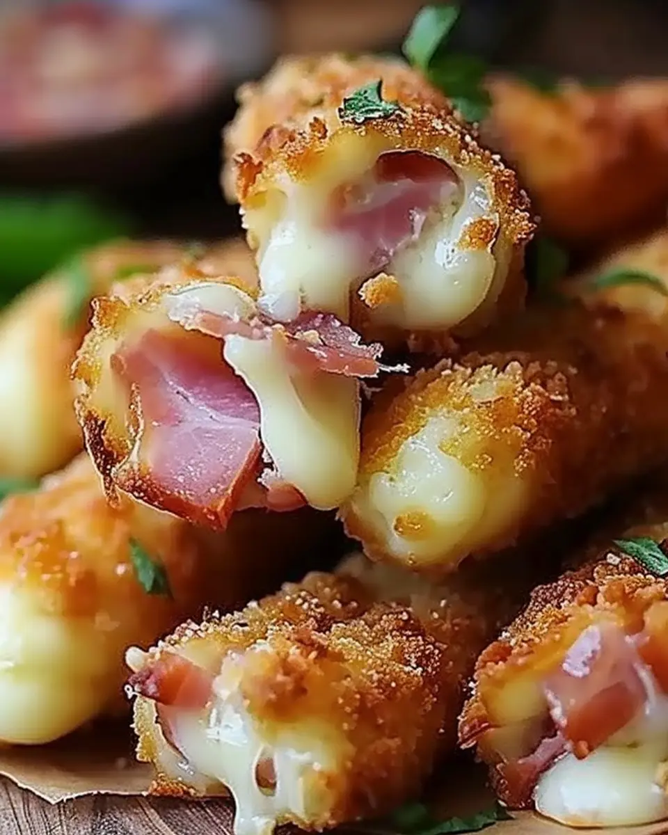 Crispy Baked Chicken Ham Cheese Mozzarella Sticks Delight