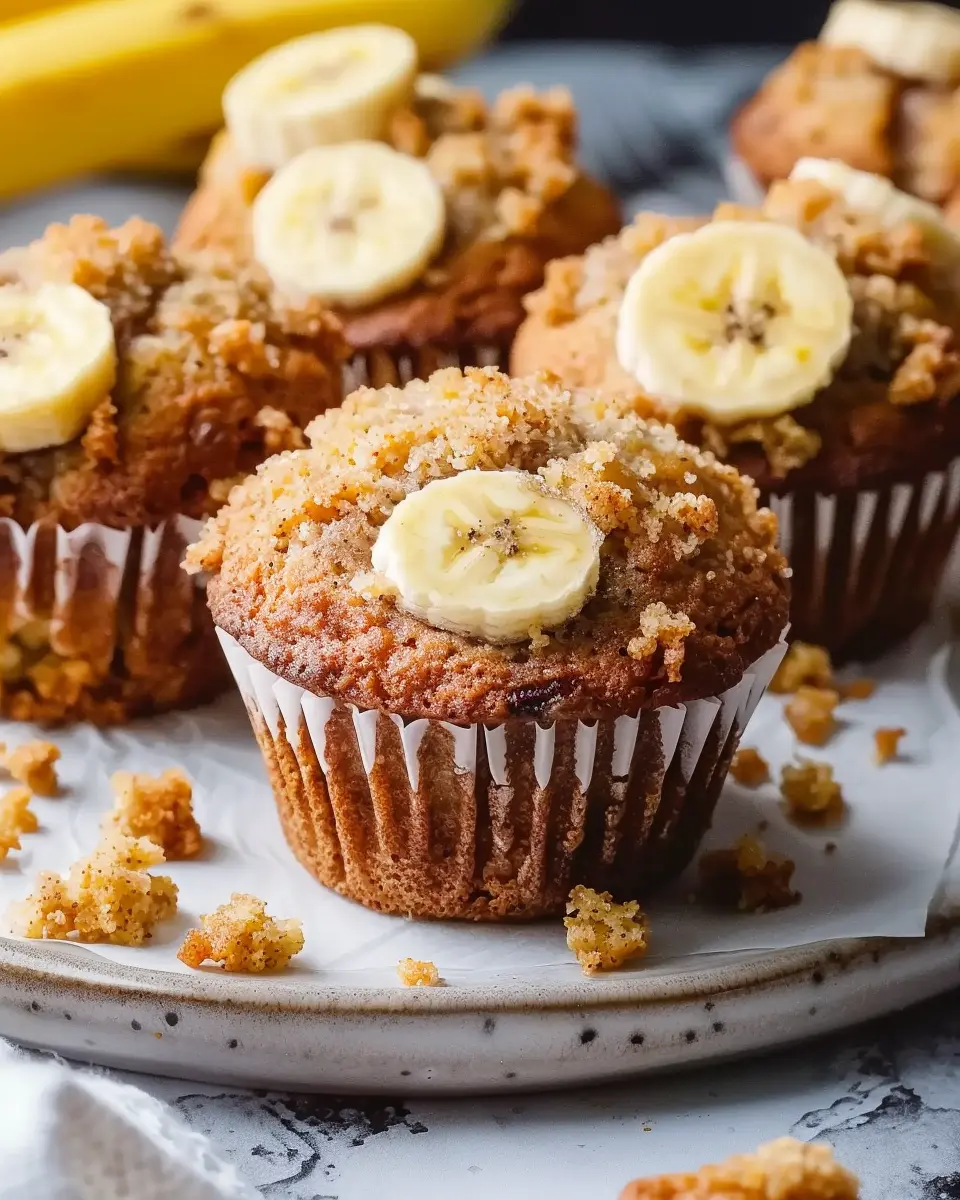 Delightful Homemade Banana Bread Muffins with Crunchy Topping Bliss