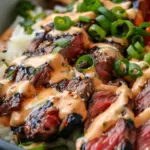 Korean BBQ Steak Rice Bowls with Spicy Cream Sauce