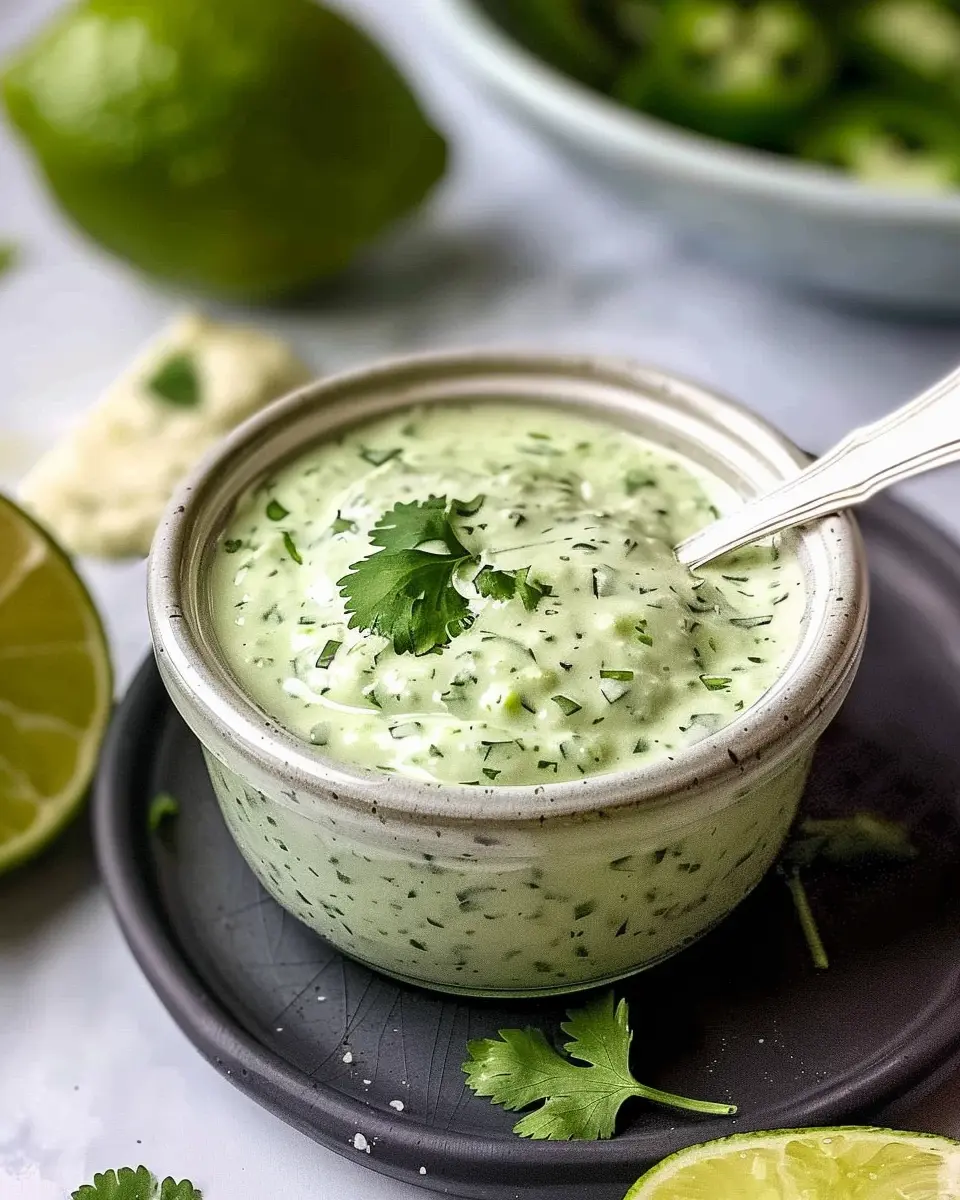 Creamy Cilantro Garlic Sauce: Easy Blend with Jalapeños &amp; Limes